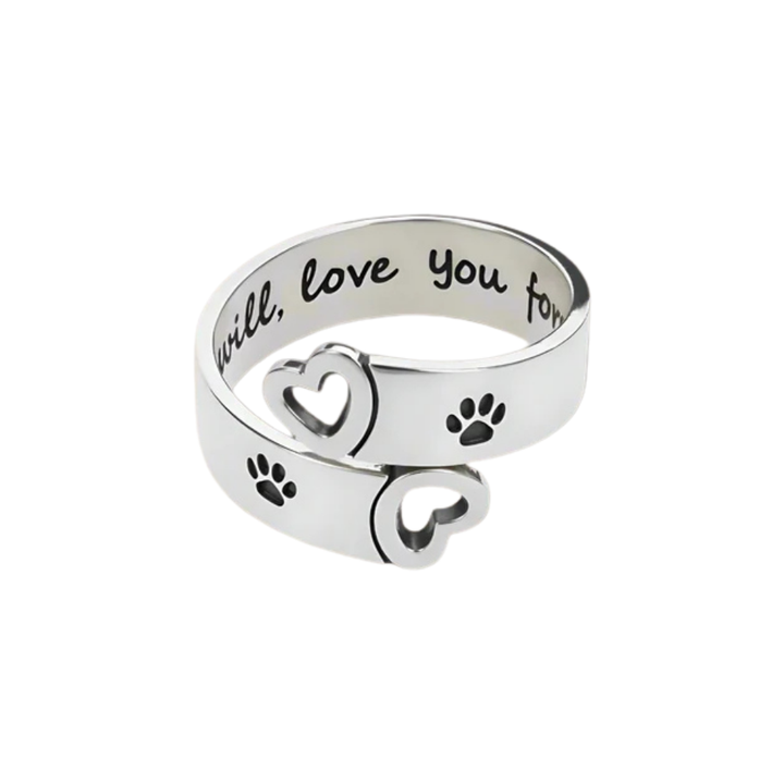 Byrne - Adjustable paw & heart ring | Silver