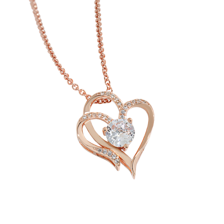 Tamila - Adjustable ladies' necklace with double heart & sparkling zirconia