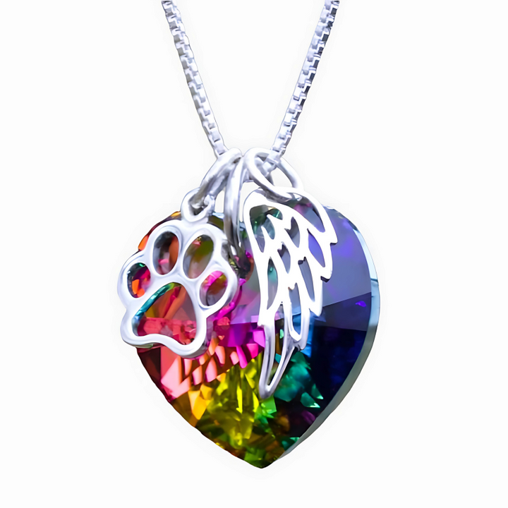 Renell - Rainbow memorial necklace with heart pendant