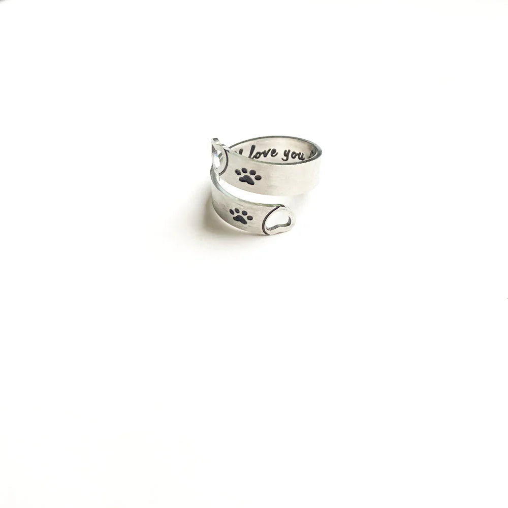 Byrne - Adjustable paw & heart ring | Silver
