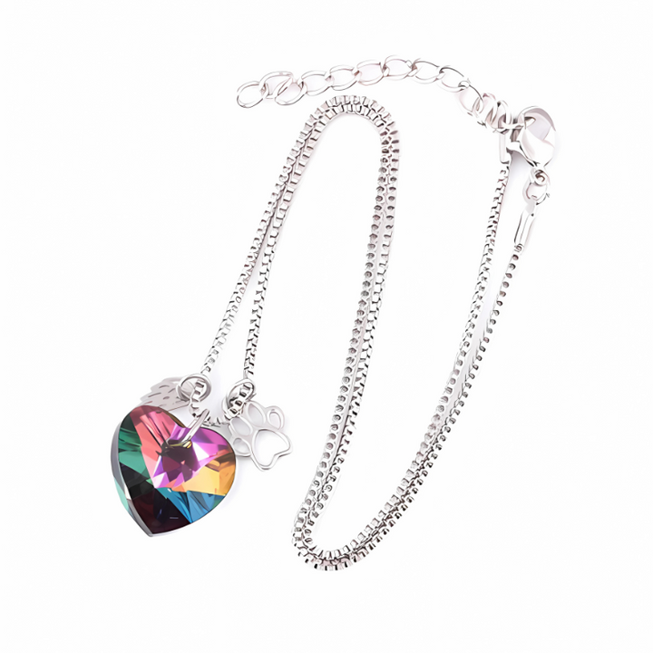 Renell - Rainbow memorial necklace with heart pendant