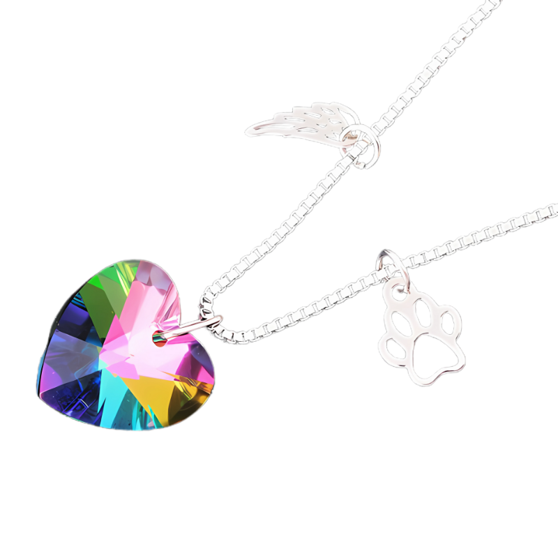 Renell - Rainbow memorial necklace with heart pendant