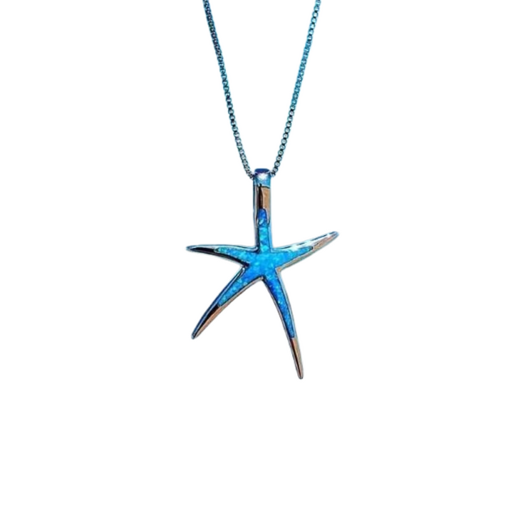 Seanna - Starfish necklace in silver with blue opal | Silver