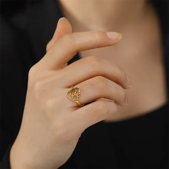 Fraser - Pfote & Heart Ring Gold and Silver