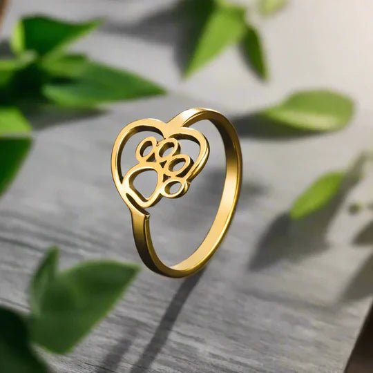 Fraser - Pfote & Heart Ring Gold and Silver