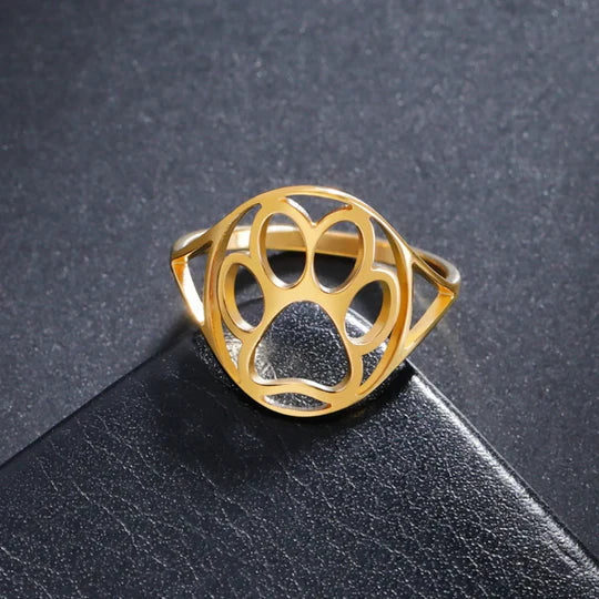 Laila - Open gold and silver ring with paw motif | Silver and Gold