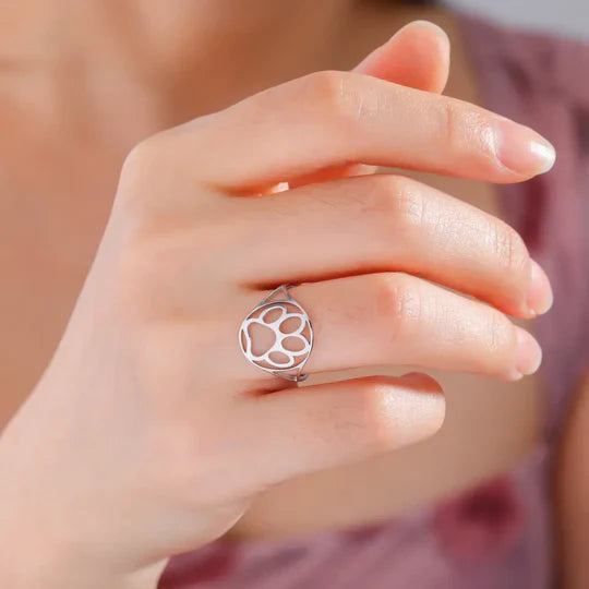Laila - Open gold and silver ring with paw motif | Silver and Gold