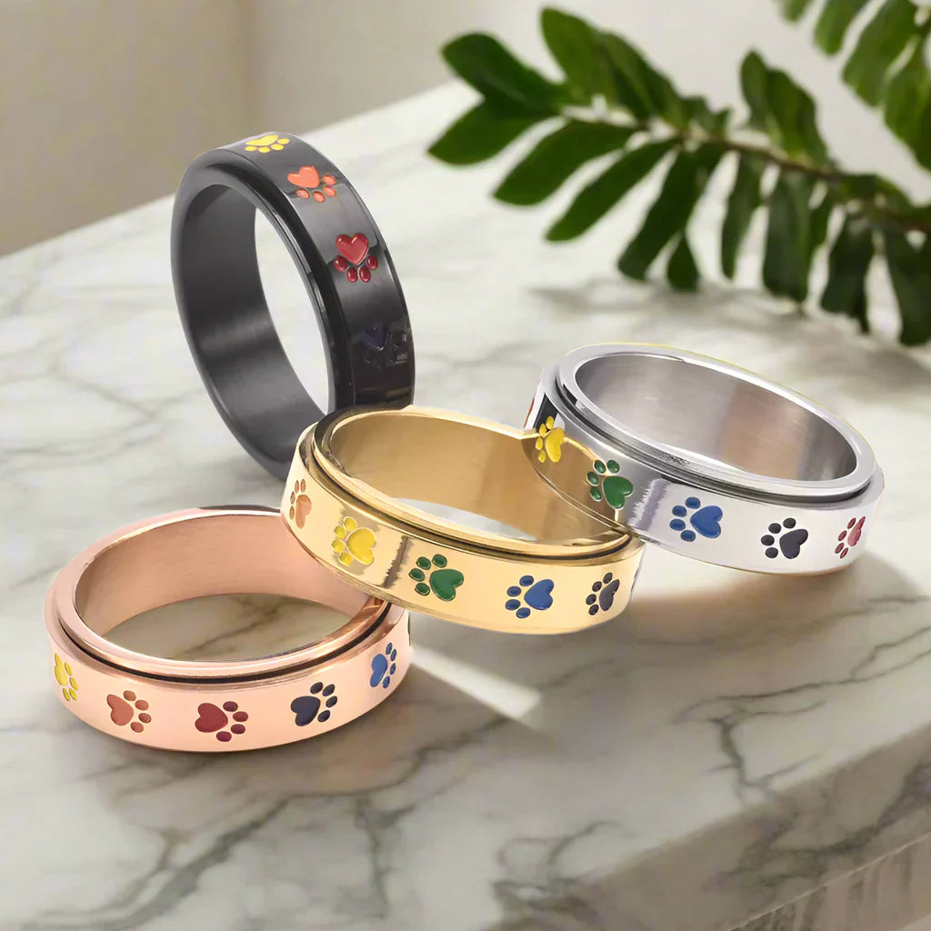Thea - Rotatable anti-stress ring | Silver and Gold