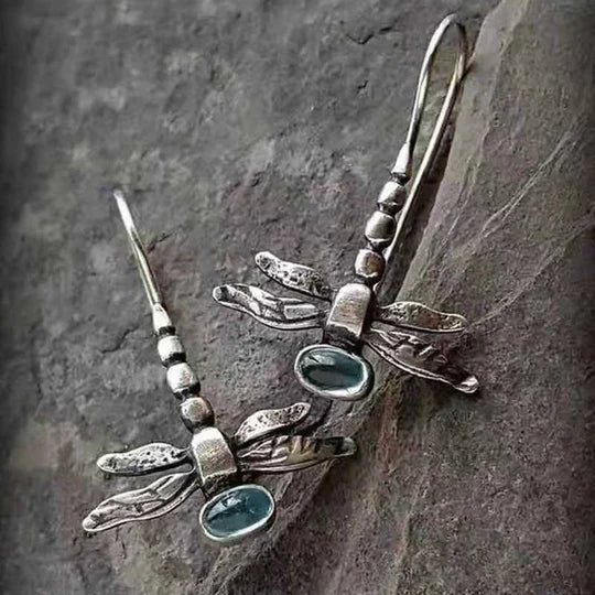 Esme  - Vintage dragonfly earrings made of silver