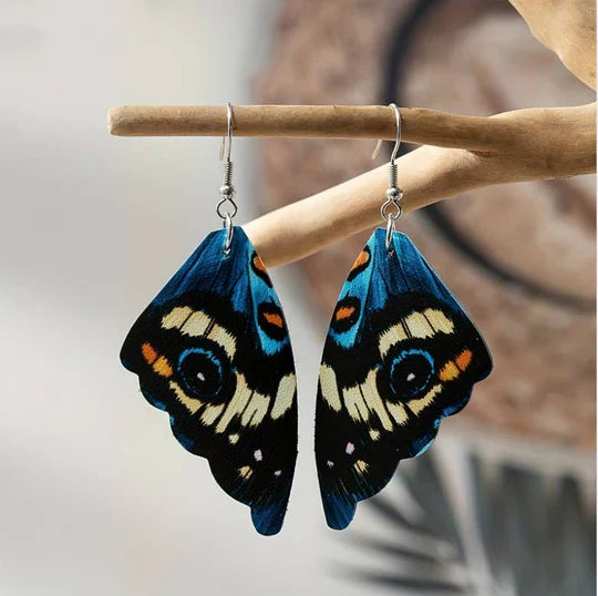 Vintage earrings with exotic butterfly wings - Keira | Silver